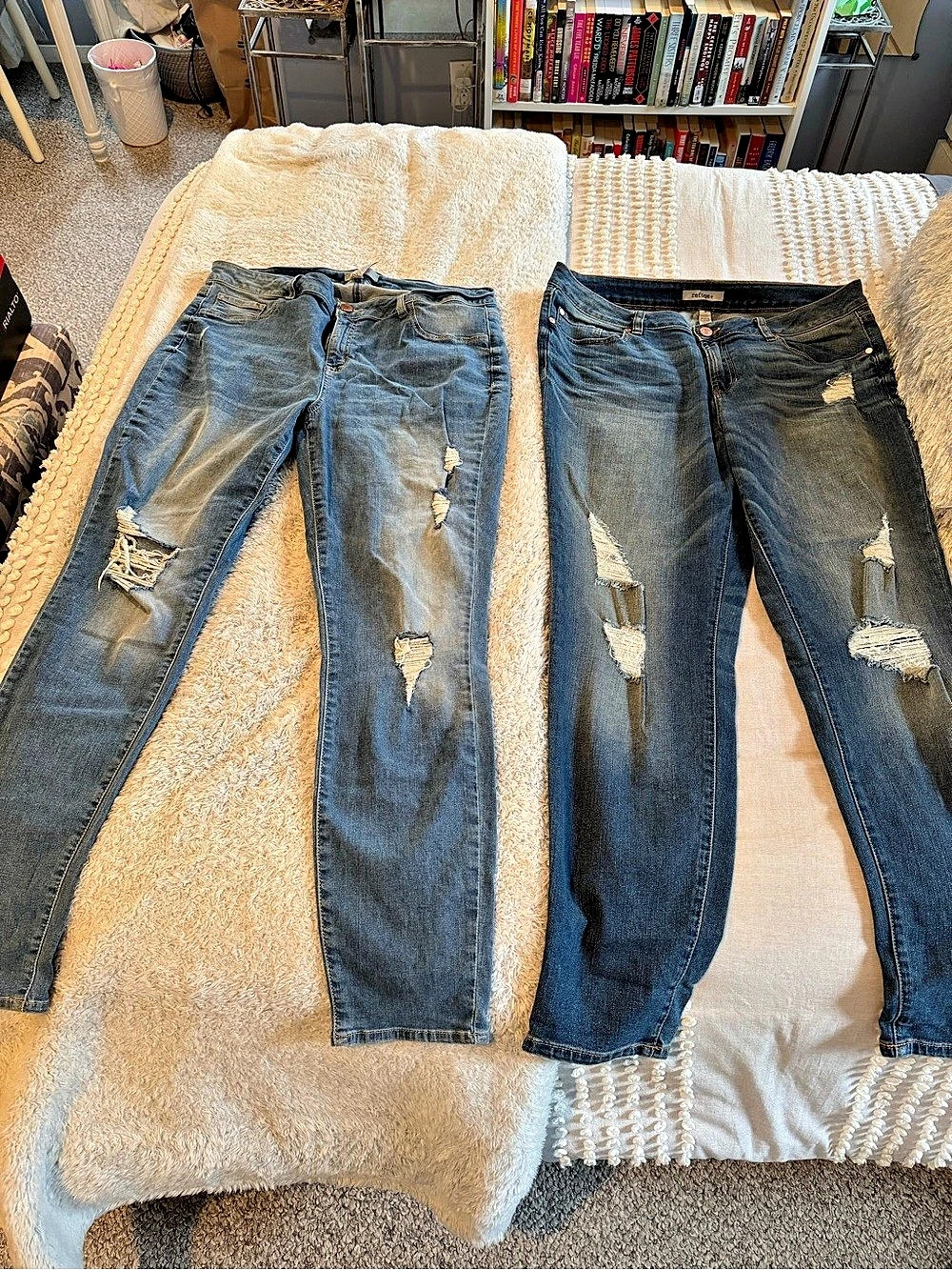 refuge+ + Women's Distressed Skinny Jeans in Blue Waist 18 
2 pairs